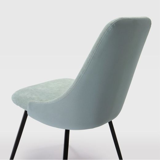 Silla, 50 x 54 x 90 cm, de tejido y metal en turquesa y negro  | Colección Elma