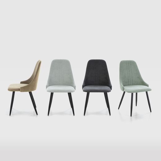 Silla, 50 x 57 x 91 cm, de tejido y metal en gris  | Colección Mani