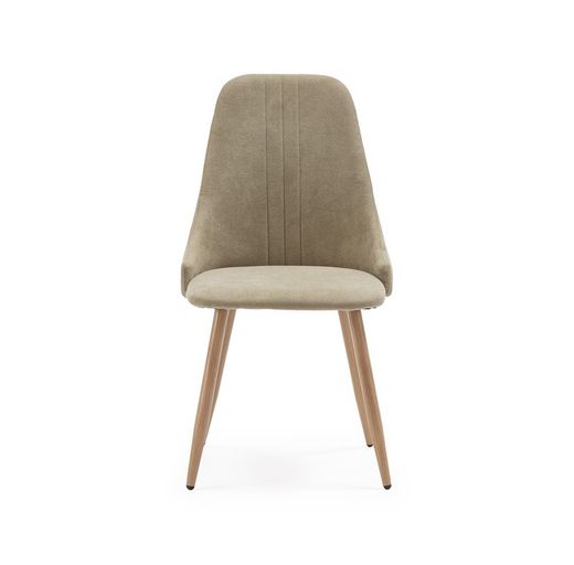 Sedia, 50 x 57 x 91 cm, in tessuto e metallo, verde e naturale | Collezione Seul
