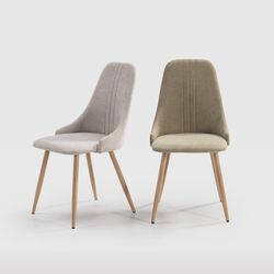 Sedia, 50 x 57 x 91 cm, in tessuto e metallo, verde e naturale | Collezione Seul