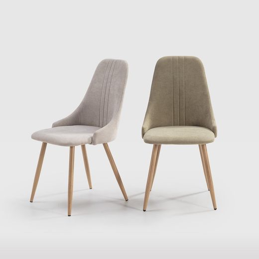Sedia, 50 x 57 x 91 cm, in tessuto e metallo, verde e naturale | Collezione Seul
