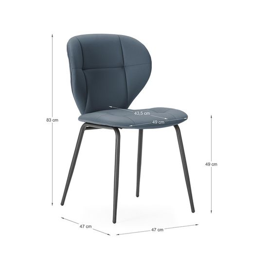Sedia, 50 x 57,5 x 83 cm, in ecopelle grigio scuro | Collezione Maura