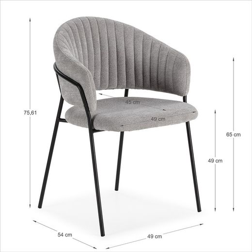 Sedia, 51,5 x 60 x 76 cm, in tessuto grigio | Collezione Leticia