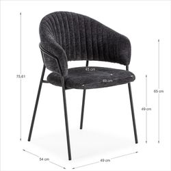 Sedia, 51,5 x 60 x 76 cm, in tessuto grigio scuro | Collezione Leticia