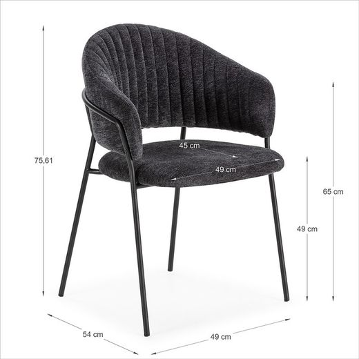 Sedia, 51,5 x 60 x 76 cm, in tessuto grigio scuro | Collezione Leticia