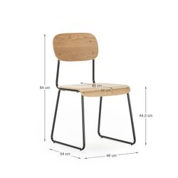 Silla, 53,5 x 47 x 84,5 cm, de madera en natural | Colección Aira