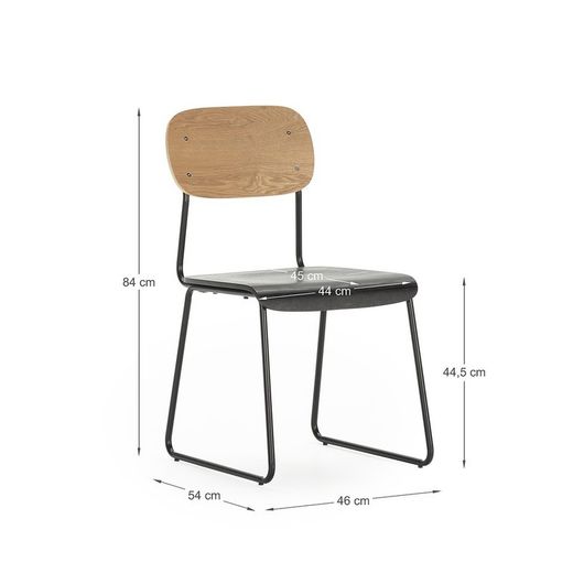 Sedia, 53,5 x 47 x 84,5 cm, in legno naturale e nero | Collezione Aira