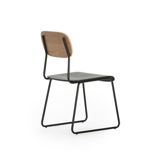 Sedia, 53,5 x 47 x 84,5 cm, in legno naturale e nero | Collezione Aira