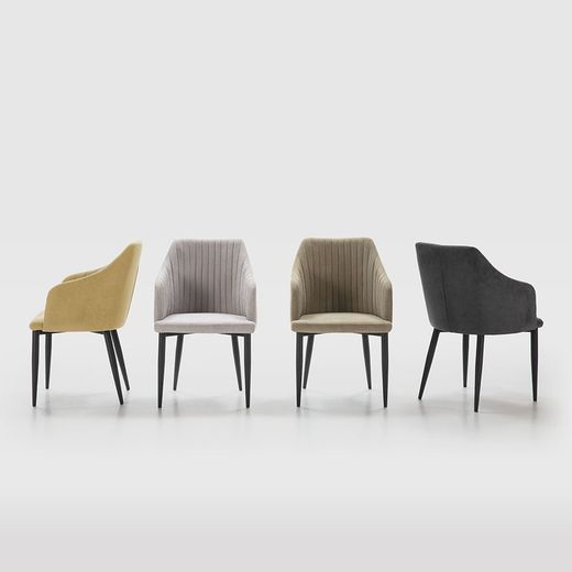 Sedia, 55 x 57 x 88 cm, in tessuto e metallo verde e nero | Collezione Nadi