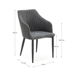 Sedia, 56 x 57 x 88 cm, in tessuto grigio | Collezione Nadi