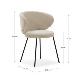 Sedia, 59,5 x 56 x 77,5 cm, in tessuto beige | Collezione Rush