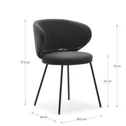 Sedia, 59,5 x 56 x 77,5 cm, in tessuto grigio scuro | Collezione Rush