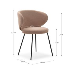 Sedia, 59,5 x 56 x 77,5 cm, in tessuto rosa | Collezione Rush