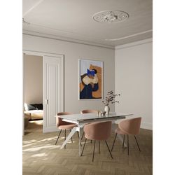 Sedia, 59,5 x 56 x 77,5 cm, in tessuto rosa | Collezione Rush
