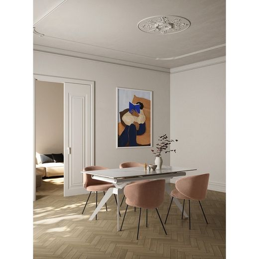 Sedia, 59,5 x 56 x 77,5 cm, in tessuto rosa | Collezione Rush