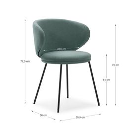 Sedia, 59,5 x 56 x 77,5 cm, in tessuto verde | Collezione Rush
