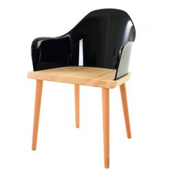 Sedia con braccioli, 57 x 54 x 82 cm, in legno di frassino e policarbonato nero | Collezione Beksand Black