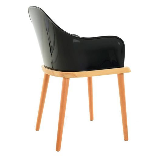 Sedia con braccioli, 57 x 54 x 82 cm, in legno di frassino e policarbonato nero | Collezione Beksand Black