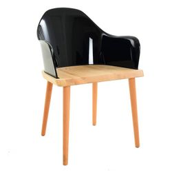 Sedia con braccioli, 57 x 54 x 82 cm, in legno di frassino e policarbonato nero | Collezione Beksand Black