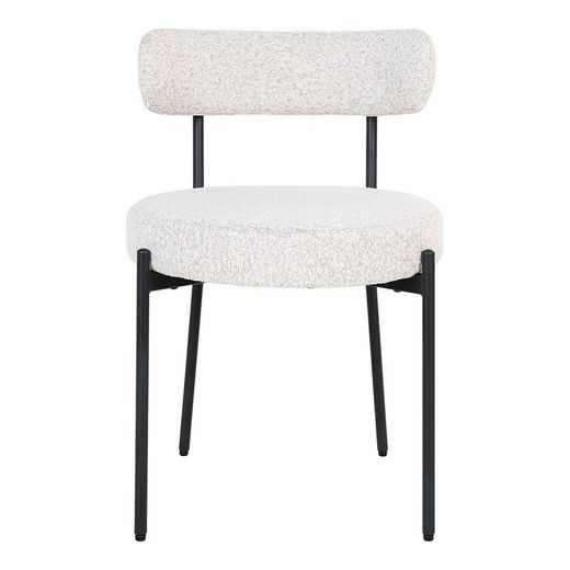 Sedia da pranzo, 49,5 x 47 x 72,5 cm, in tessuto bouclé bianco | Collezione Badalona