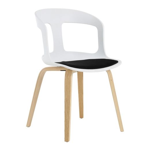 Sedia da pranzo, 50 x 53 x 82 cm, in legno di frassino naturale e policarbonato bianco | Collezione Joritz