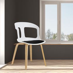 Sedia da pranzo, 50 x 53 x 82 cm, in legno di frassino naturale e policarbonato bianco | Collezione Joritz