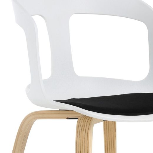 Sedia da pranzo, 50 x 53 x 82 cm, in legno di frassino naturale e policarbonato bianco | Collezione Joritz