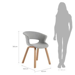 Sedia da pranzo, 50 x 53 x 82 cm, in legno di frassino naturale e policarbonato bianco | Collezione Joritz