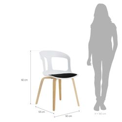 Sedia da pranzo, 50 x 53 x 82 cm, in legno di frassino naturale e policarbonato bianco | Collezione Joritz