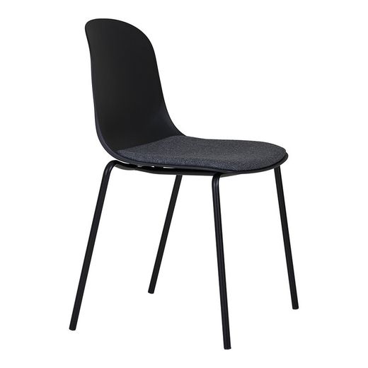 Sedia da pranzo, 53 x 50 x 85 cm, in plastica stampata nera | Collezione Madalena