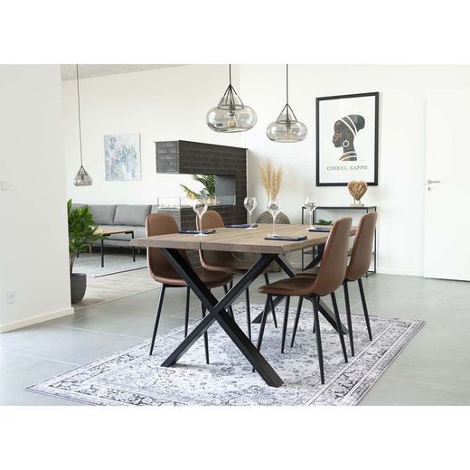 Sedia da pranzo, 54 x 44 x 88 cm, in pelle sintetica marrone vintage | Collezione Stockholm