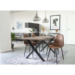 Sedia da pranzo, 54 x 44 x 88 cm, in pelle sintetica marrone vintage | Collezione Stockholm