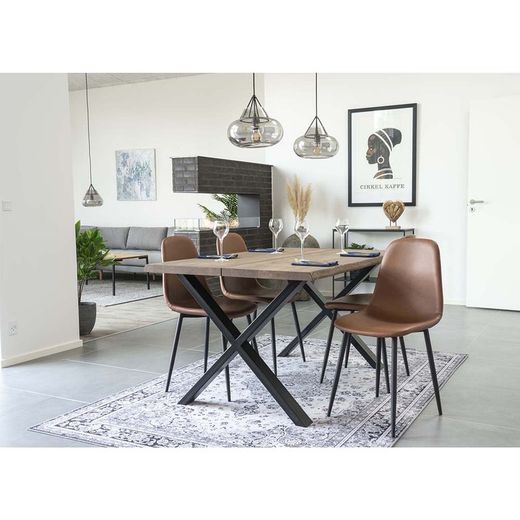 Sedia da pranzo, 54 x 44 x 88 cm, in pelle sintetica marrone vintage | Collezione Stockholm