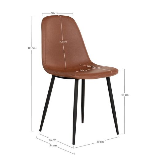 Sedia da pranzo, 54 x 44 x 88 cm, in pelle sintetica marrone vintage | Collezione Stockholm
