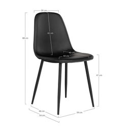 Sedia da pranzo, 54 x 44 x 88 cm, in pelle sintetica nera | Collezione Stockholm