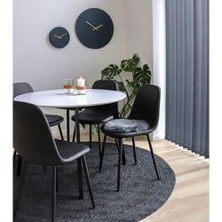 Sedia da pranzo, 54 x 44 x 88 cm, in pelle sintetica nera | Collezione Stockholm