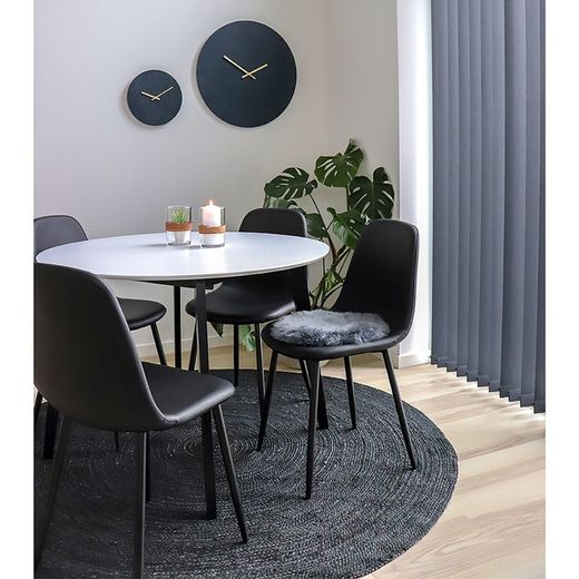 Sedia da pranzo, 54 x 44 x 88 cm, in pelle sintetica nera | Collezione Stockholm