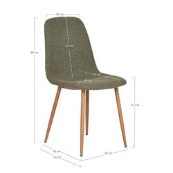 Sedia da pranzo, 54 x 44 x 88 cm, in tessuto bouclé verde | Collezione Stockholm