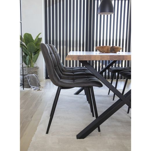 Sedia da pranzo, 55 x 44 x 86 cm, in microfibra grigio scuro | Collezione Middelfart