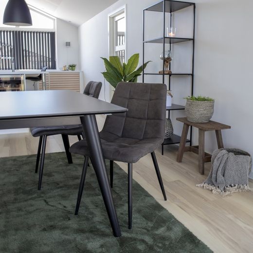 Sedia da pranzo, 55 x 44 x 86 cm, in microfibra grigio scuro | Collezione Middelfart
