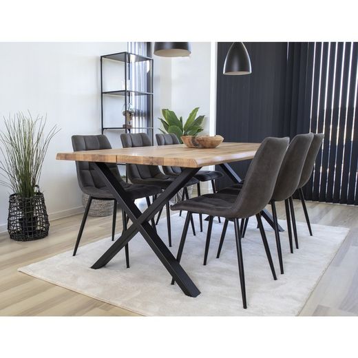 Sedia da pranzo, 55 x 44 x 86 cm, in microfibra grigio scuro | Collezione Middelfart