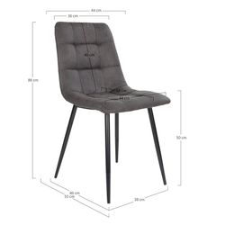 Sedia da pranzo, 55 x 44 x 86 cm, in microfibra grigio scuro | Collezione Middelfart