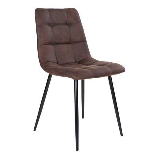 Sedia da pranzo, 55 x 44 x 86 cm, in microfibra marrone scuro | Collezione Middelfart