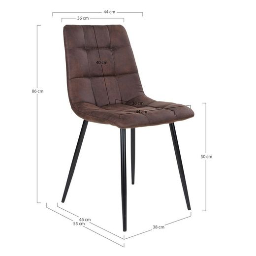 Sedia da pranzo, 55 x 44 x 86 cm, in microfibra marrone scuro | Collezione Middelfart