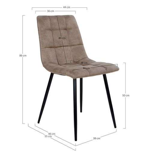 Sedia da pranzo, 55 x 44 x 86 cm, in microfibra colore terra | Collezione Middelfart
