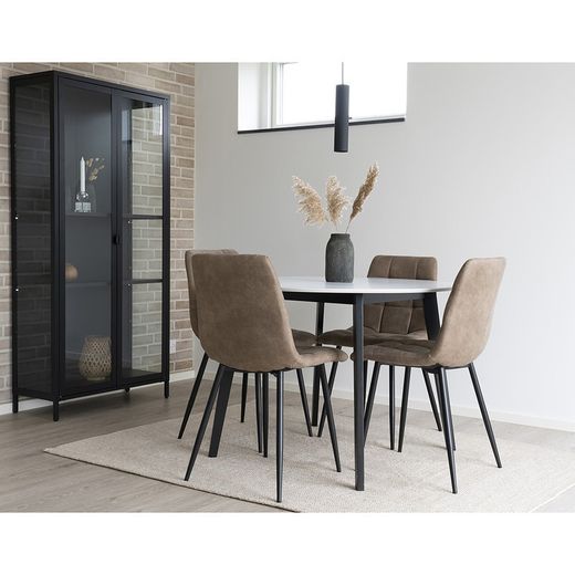 Sedia da pranzo, 55 x 44 x 86 cm, in microfibra colore terra | Collezione Middelfart
