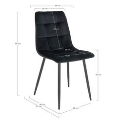 Sedia da pranzo, 55 x 44 x 86 cm, in velluto blu scuro | Collezione Middelfart