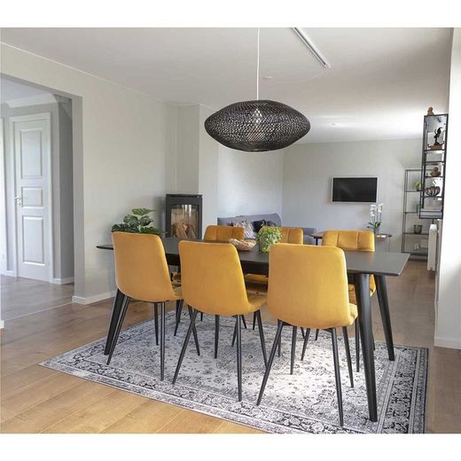 Sedia da pranzo, 55 x 44 x 86 cm, in velluto senape | Collezione Middelfart