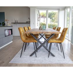 Sedia da pranzo, 55 x 44 x 86 cm, in velluto senape | Collezione Middelfart