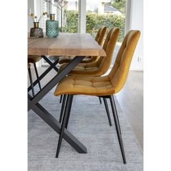 Sedia da pranzo, 55 x 44 x 86 cm, in velluto senape | Collezione Middelfart